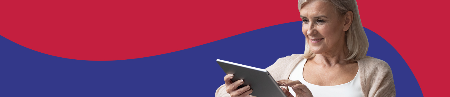Subpage Header Senior woman holding an electronic Pad