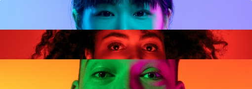 Faces in different color variations