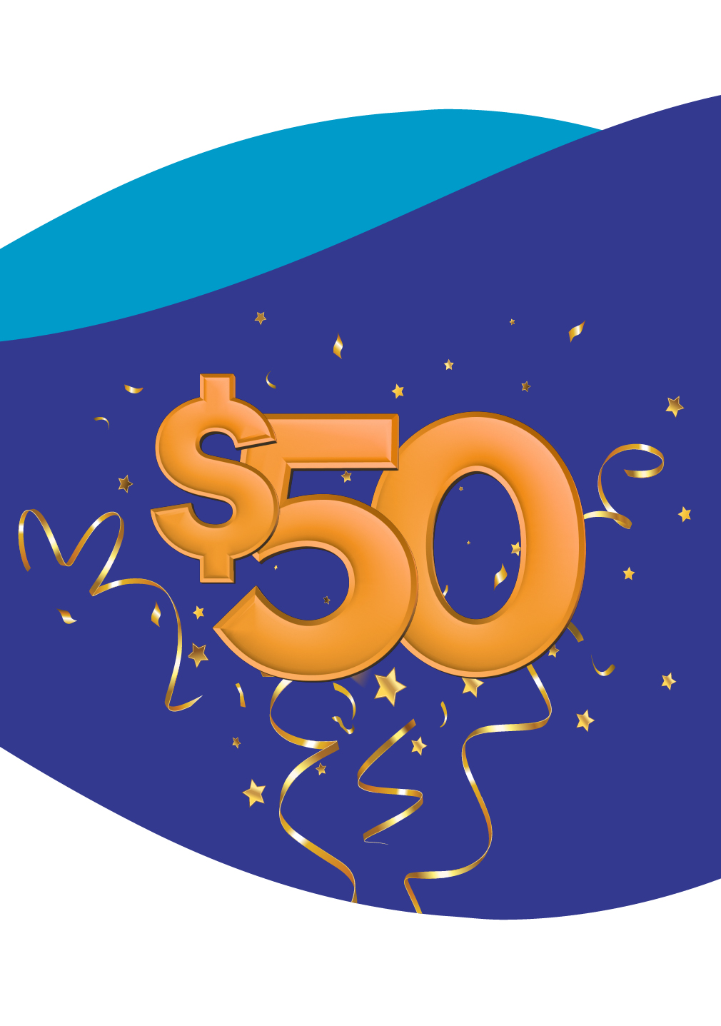$50 and confetti