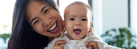 Woman holding her baby