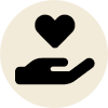 hand with heart icon