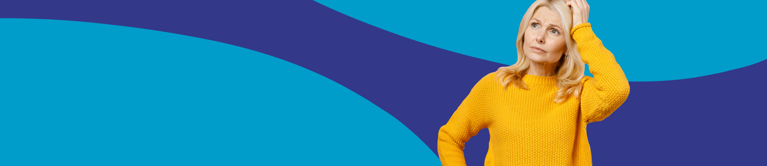 Subpage Header lady in yellow jacket thinking