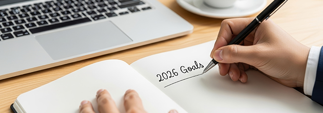 hands with journal and laptop