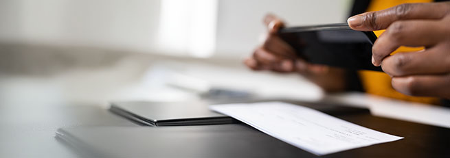 Mobile depositing a check