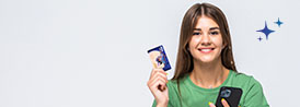 girl with debit card