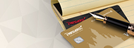 Partners credit cards on pen and paper