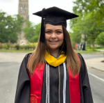 Female student in cap and gown