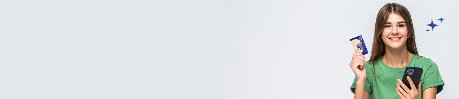 woman holding plastic card